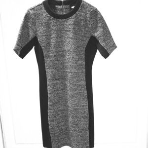 HALOGEN grey and black dress tweed like material midi